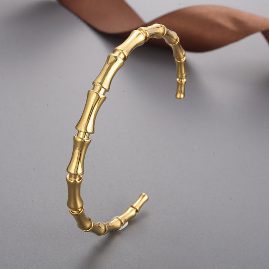 Bamboo Cuff Bracelet 18K gold-plated