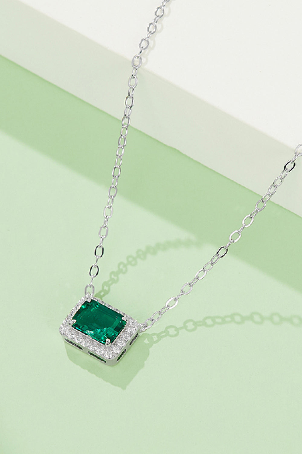 Emerald Rectangle Pendant Necklace