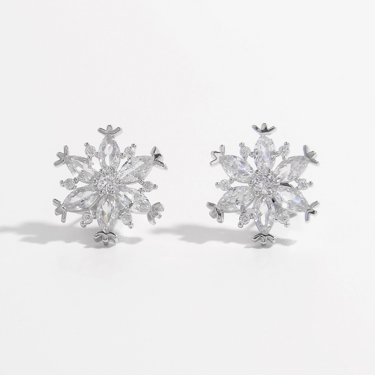 Snowflake Earrings 925 Sterling Silver Zircon