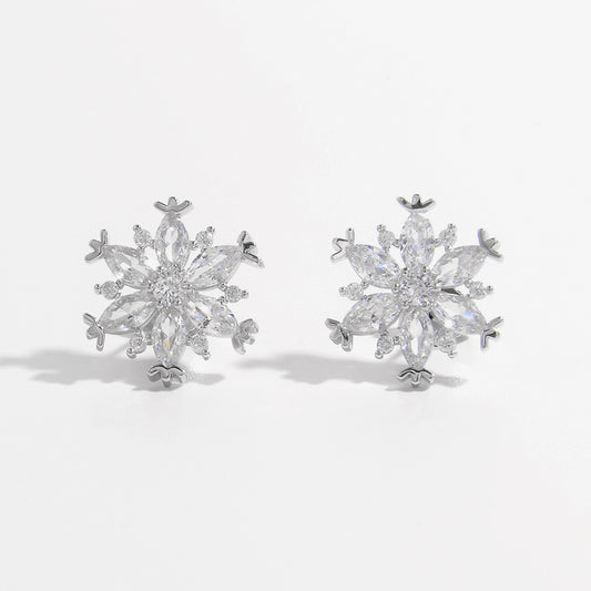 Snowflake Earrings 925 Sterling Silver Zircon