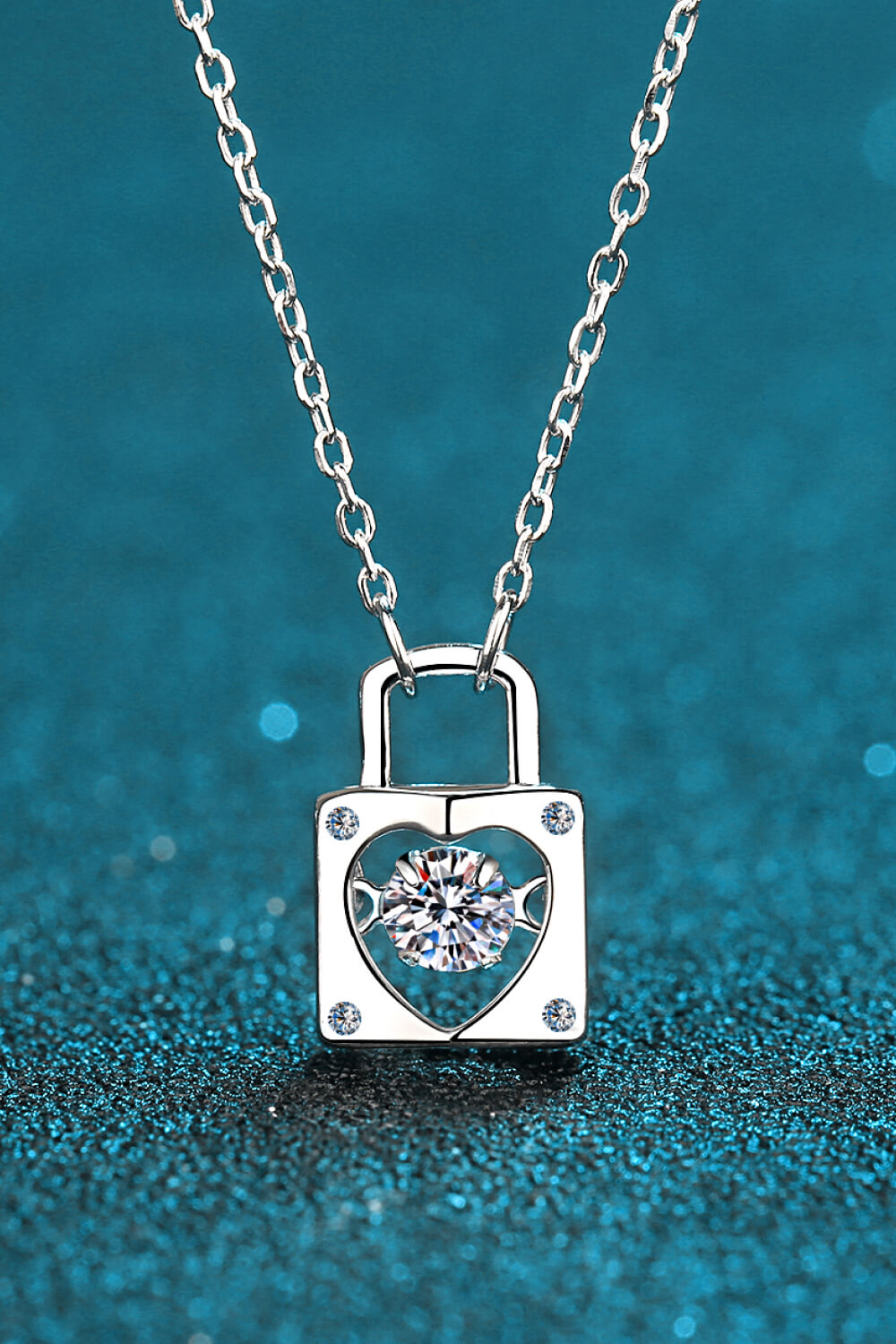 Heart Lock Pendant Necklace Adored Moissanite