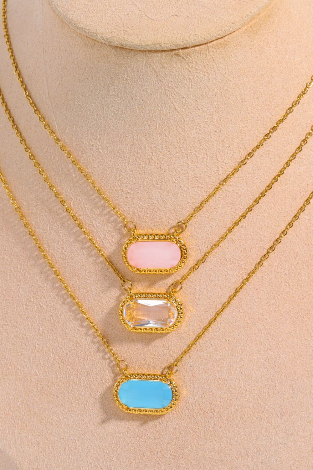 Gem Pendants Necklace  14K Gold-Plated