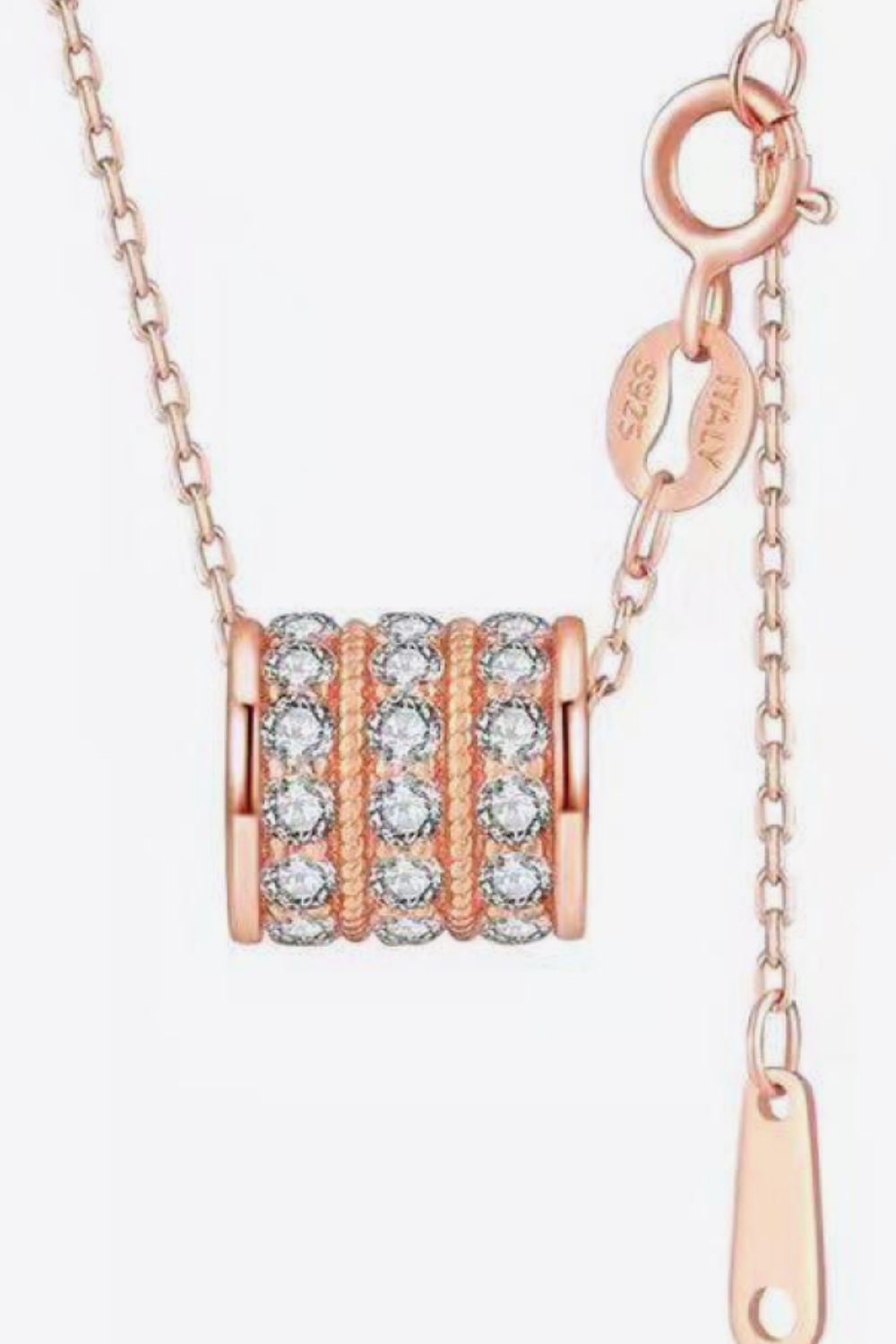 Rose Gold Moissanite 925 Sterling Silver Necklace