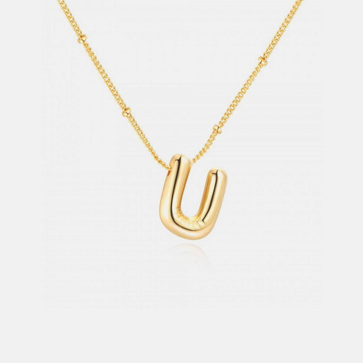 Gold-Plated Bubble Angle Letter Pendant Necklace