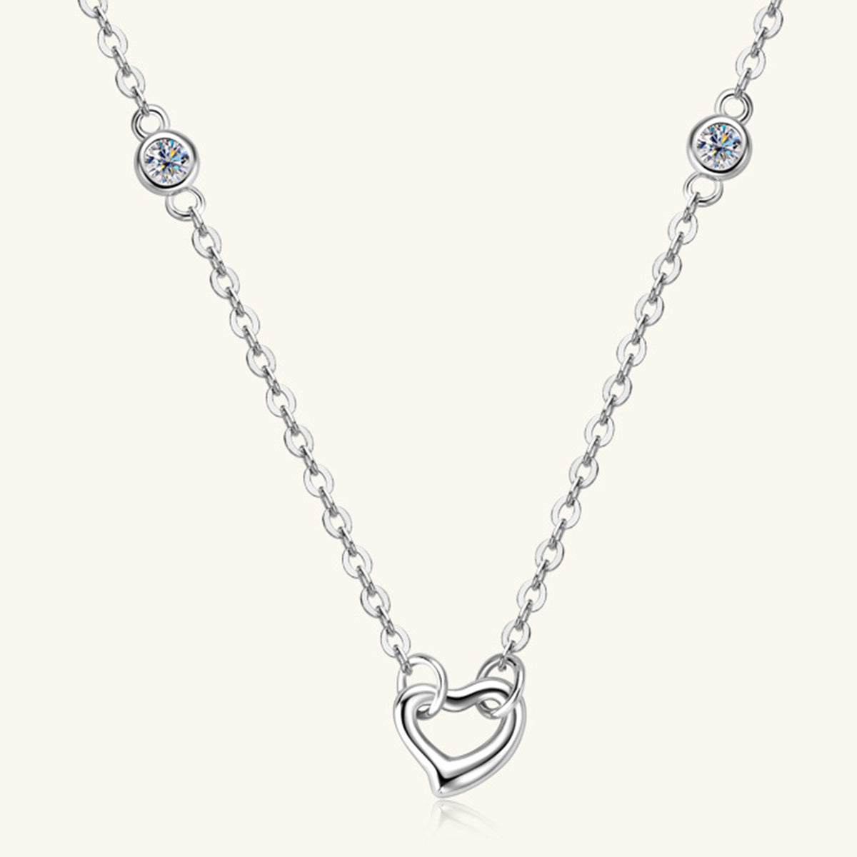 Heart Necklace Moissanite 925 Sterling Silver