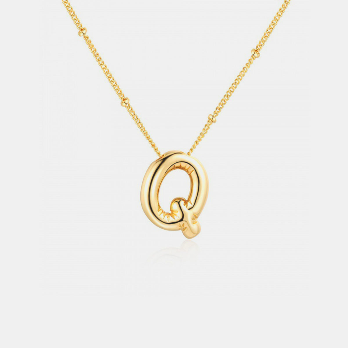 Gold-Plated Bubble Angle Letter Pendant Necklace