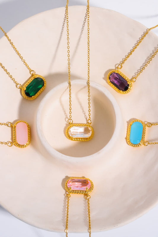 Gem Pendants Necklace  14K Gold-Plated