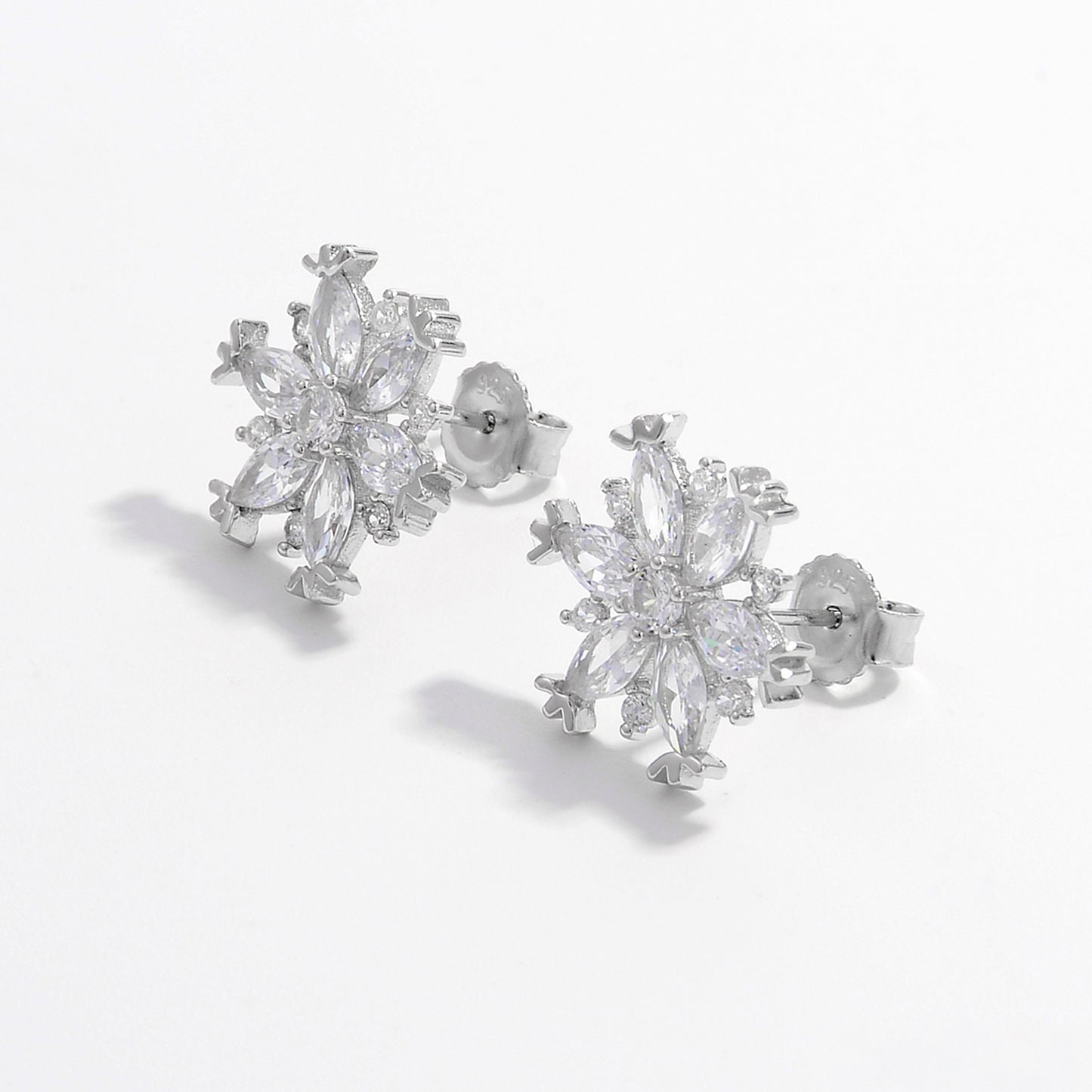 Snowflake Earrings 925 Sterling Silver Zircon