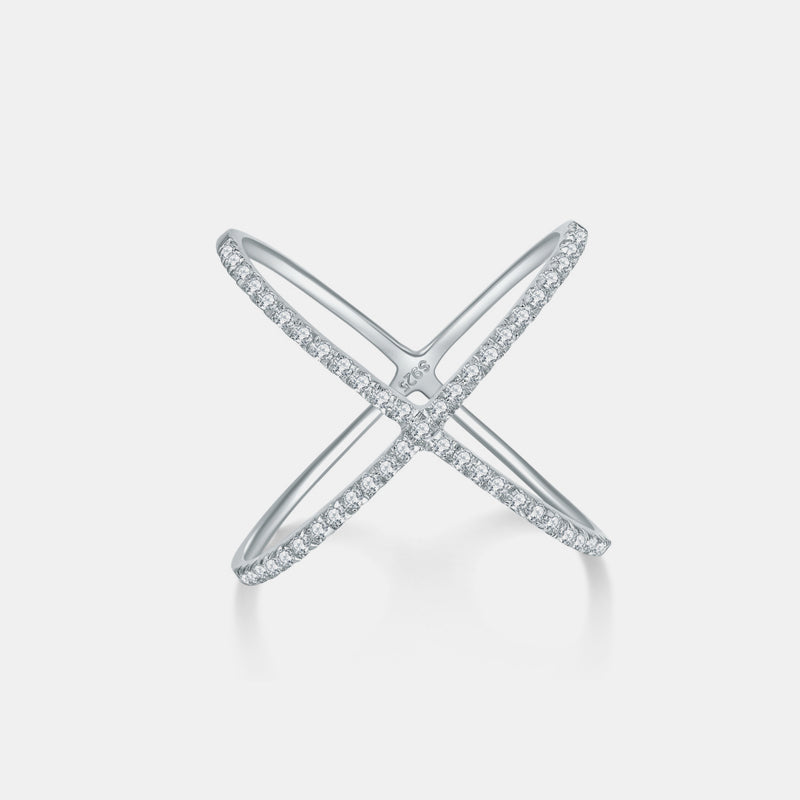 Crisscross Moissanite Ring 925 Sterling Silver