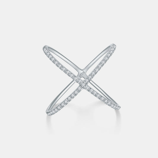 Crisscross Moissanite Ring 925 Sterling Silver