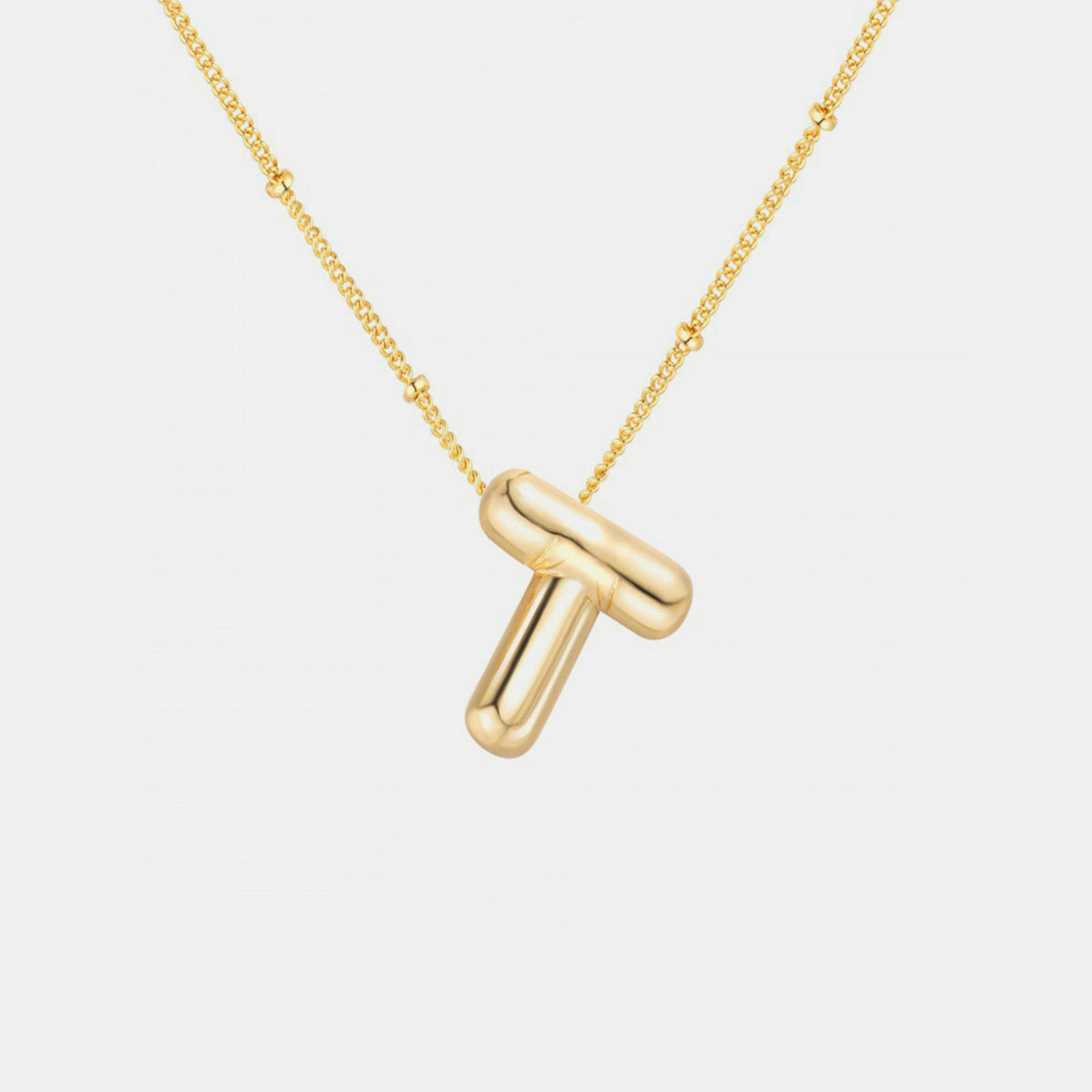 Gold-Plated Bubble Angle Letter Pendant Necklace