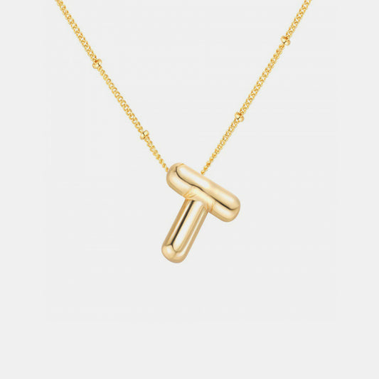 Gold-Plated Bubble Angle Letter Pendant Necklace