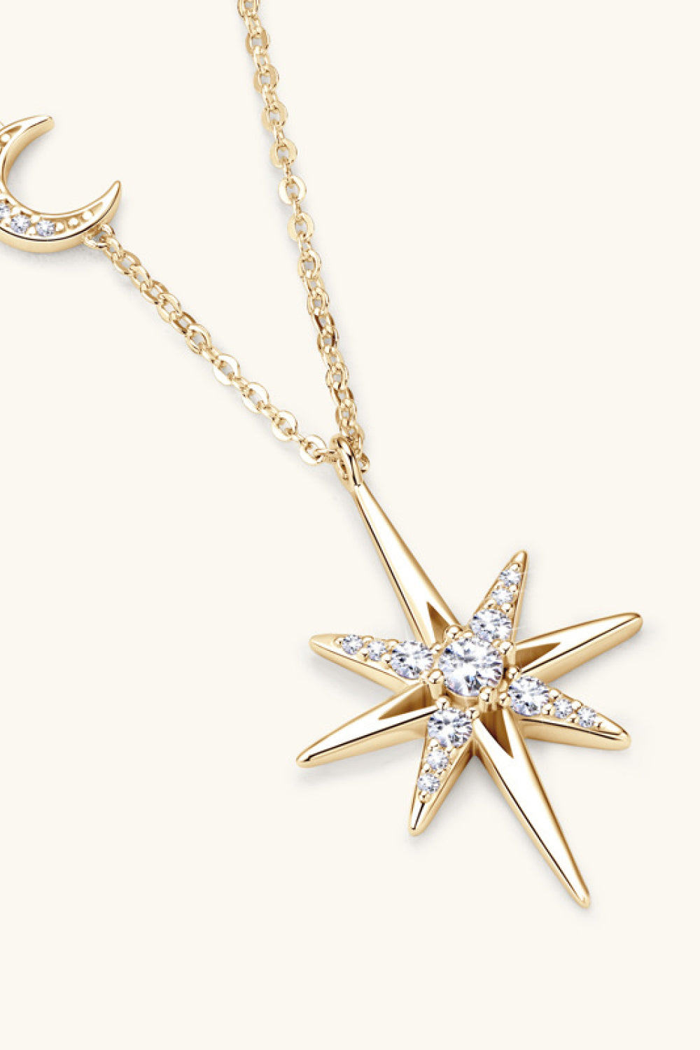 Star Moon Moissanite Necklace 925 Sterling Silver