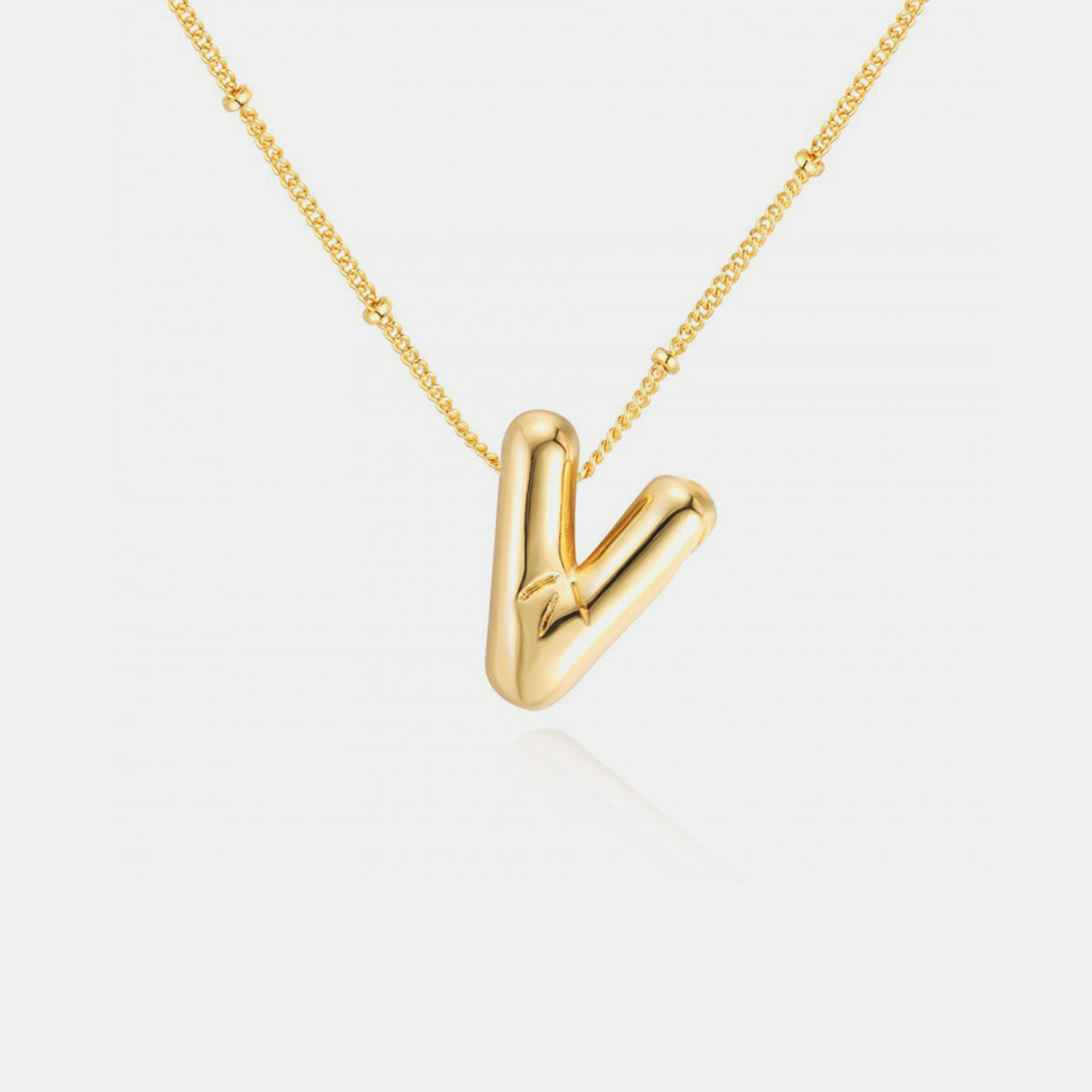 Gold-Plated Bubble Angle Letter Pendant Necklace