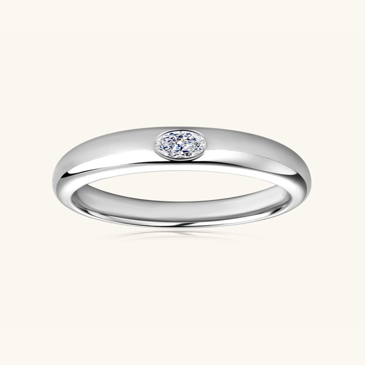 Gold and Silver 925 Sterling Silver Inlaid Moissanite Ring