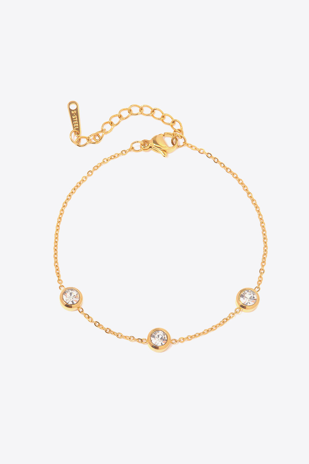 3 Stone Bracelet 18k gold-plated