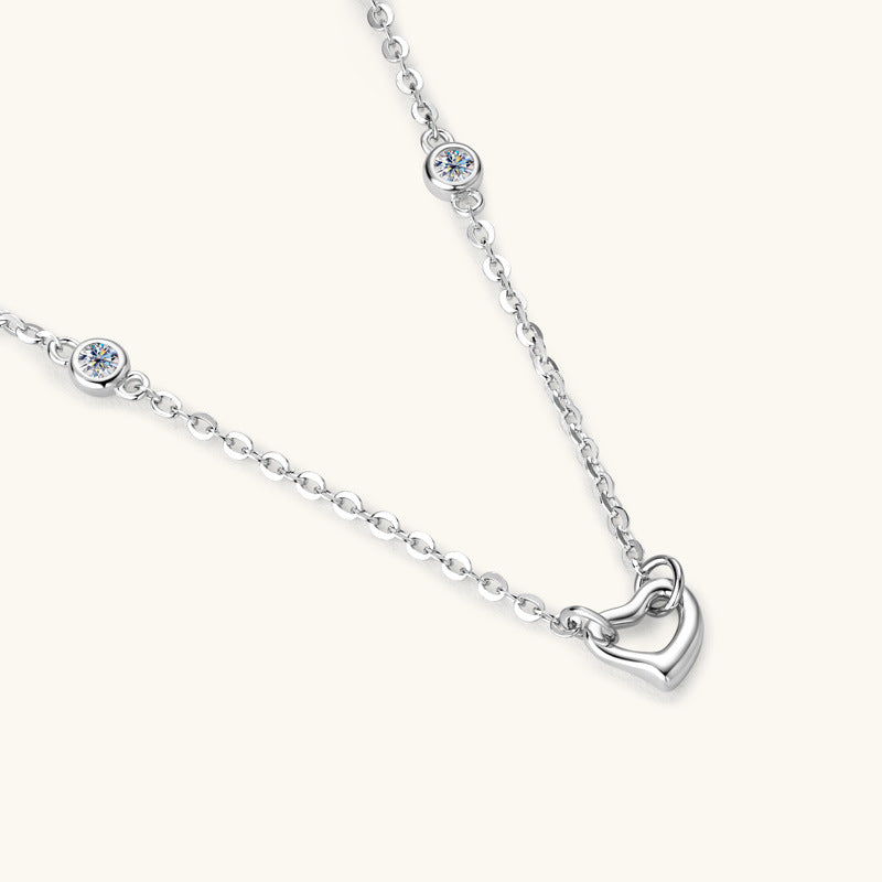 Heart Necklace Moissanite 925 Sterling Silver