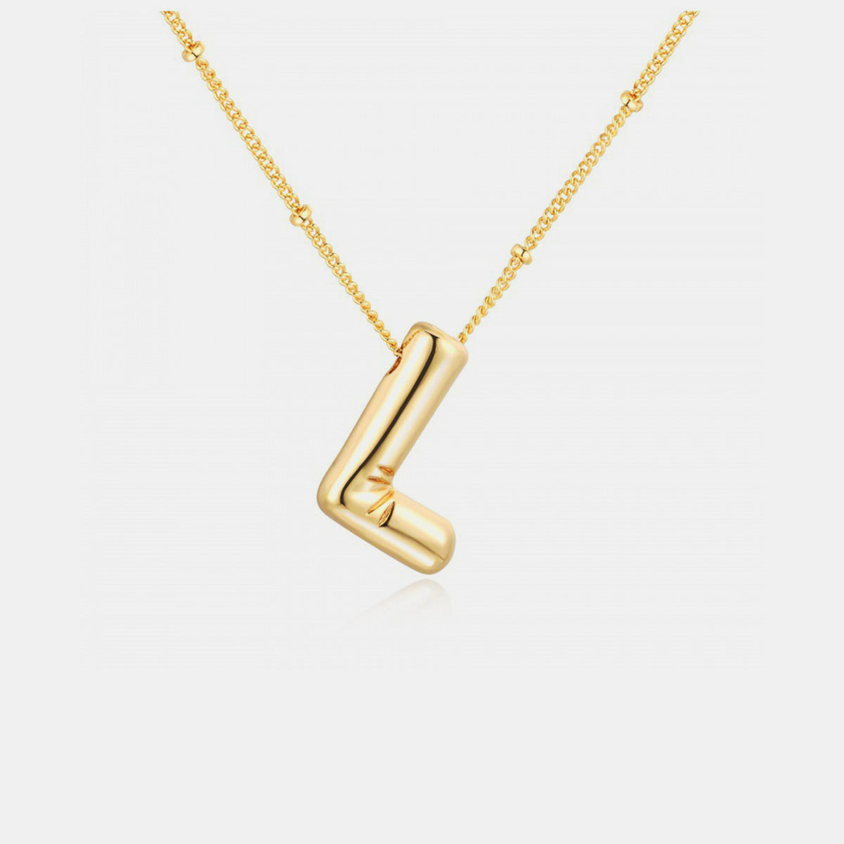 Gold-Plated Bubble Angle Letter Pendant Necklace