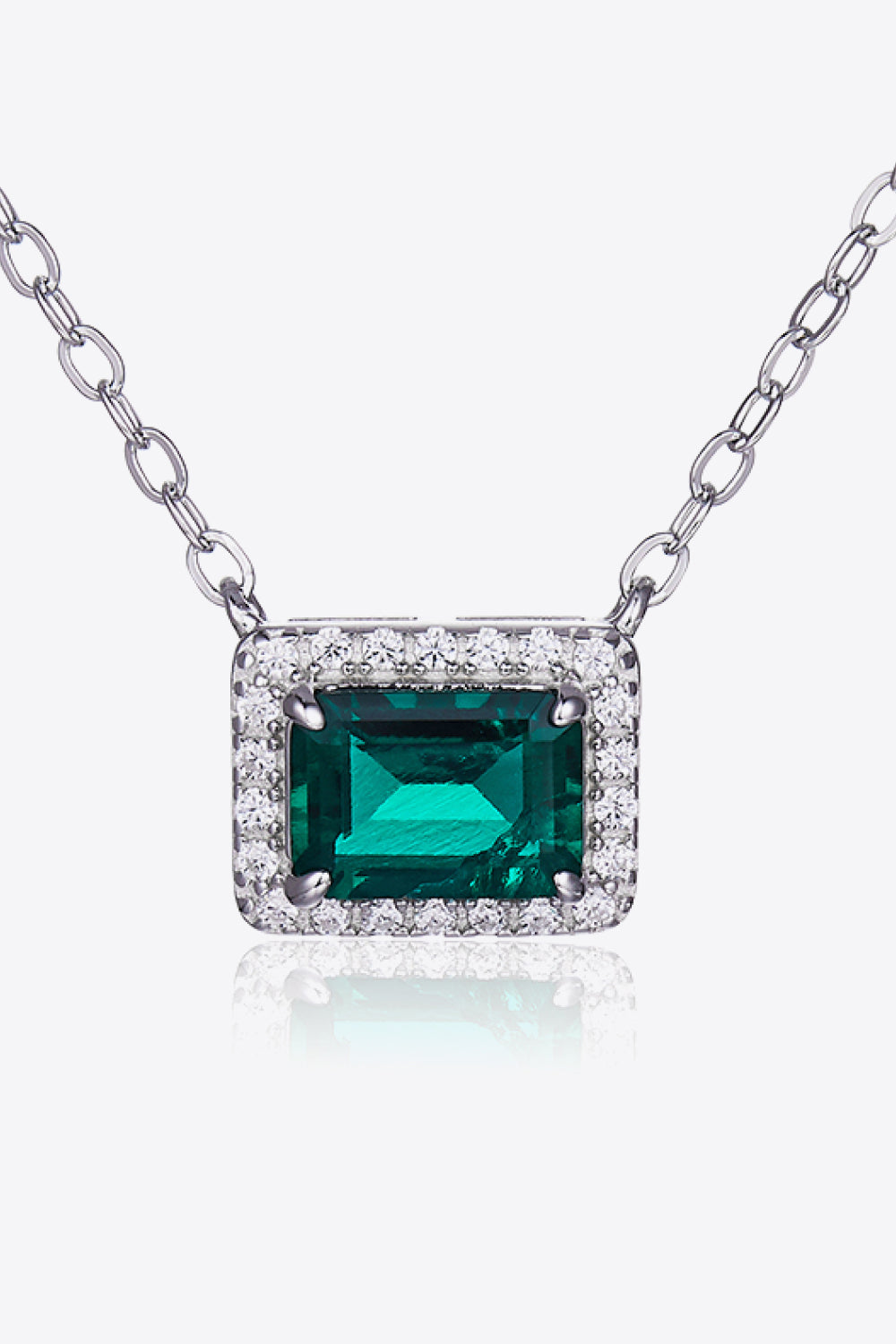 Emerald Rectangle Pendant Necklace