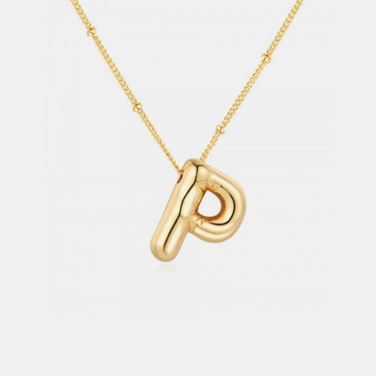 Gold-Plated Bubble Angle Letter Pendant Necklace