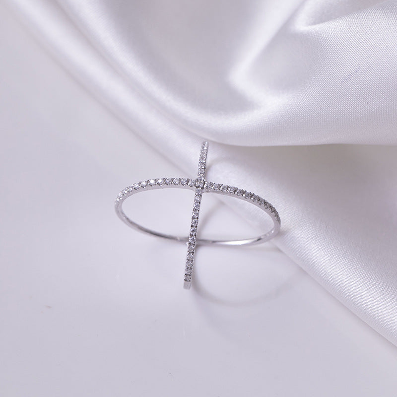 Crisscross Moissanite Ring 925 Sterling Silver