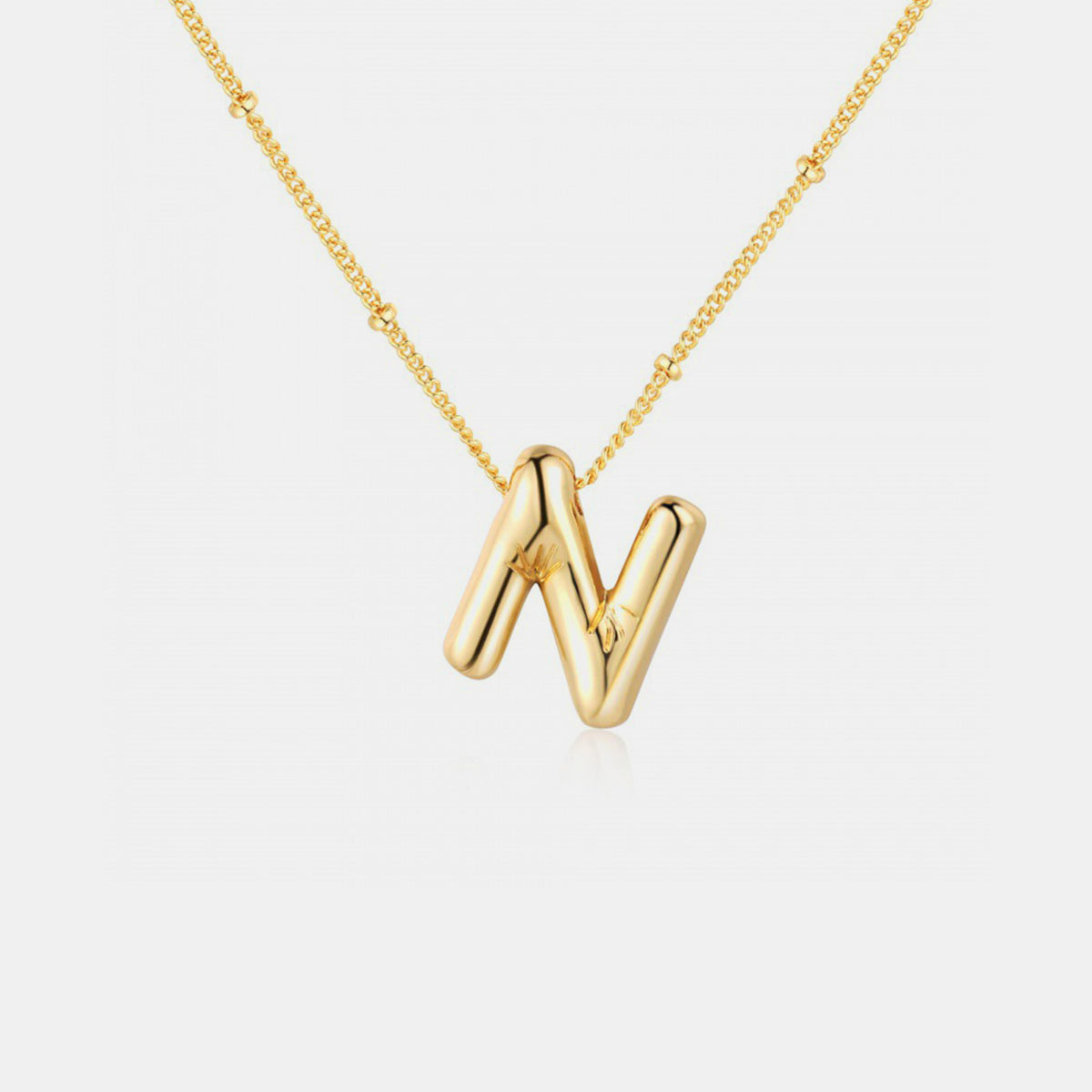 Gold-Plated Bubble Angle Letter Pendant Necklace