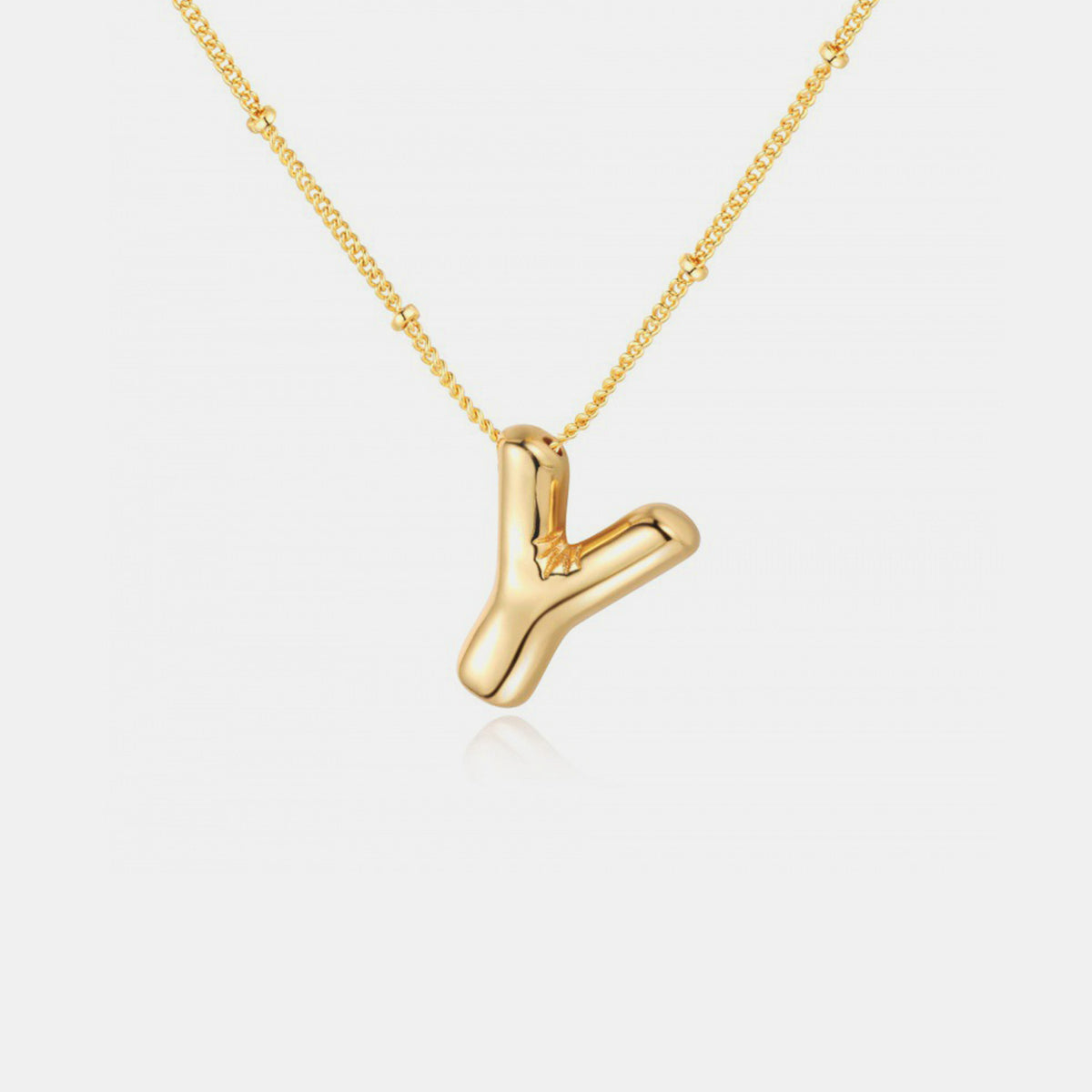 Gold-Plated Bubble Angle Letter Pendant Necklace