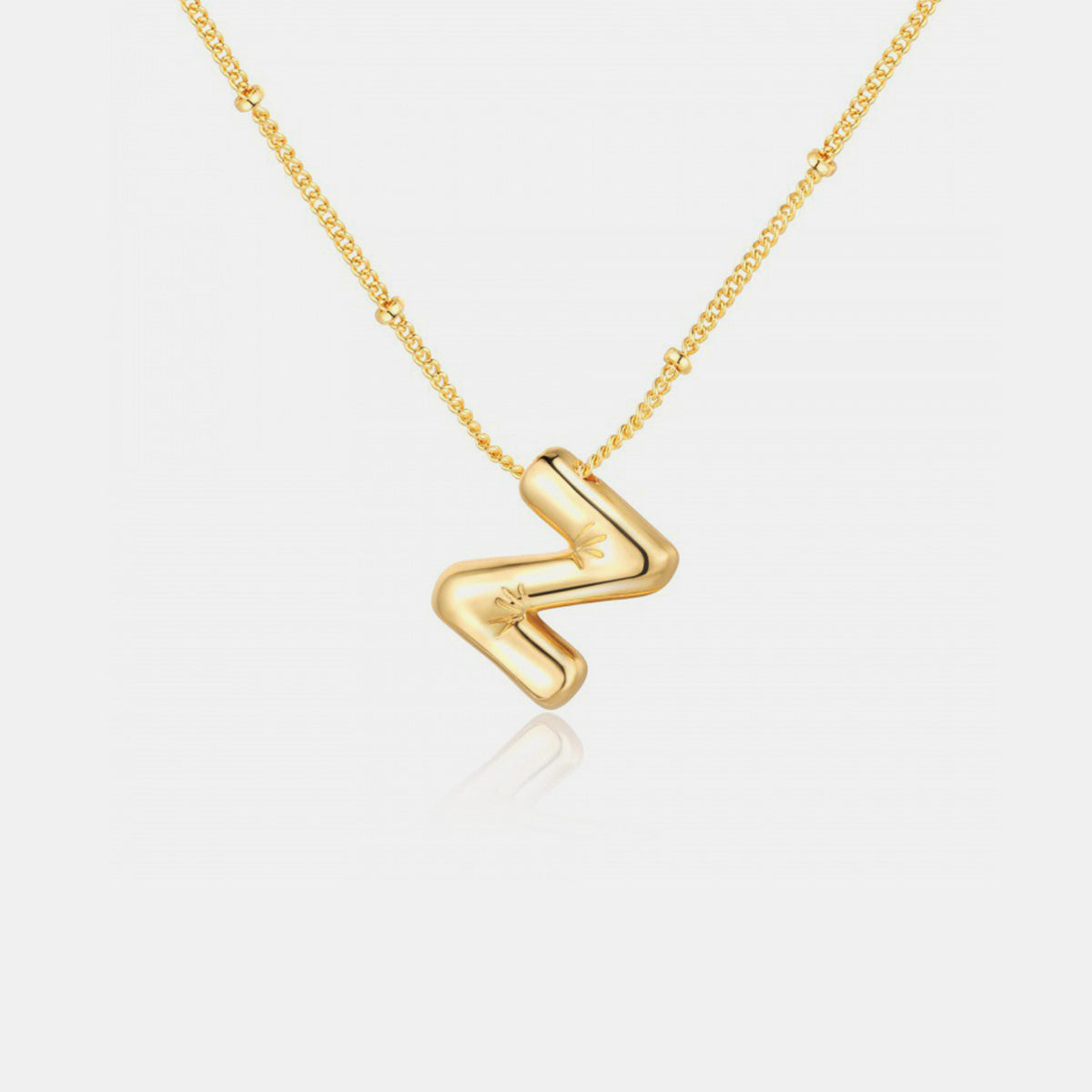 Gold-Plated Bubble Angle Letter Pendant Necklace