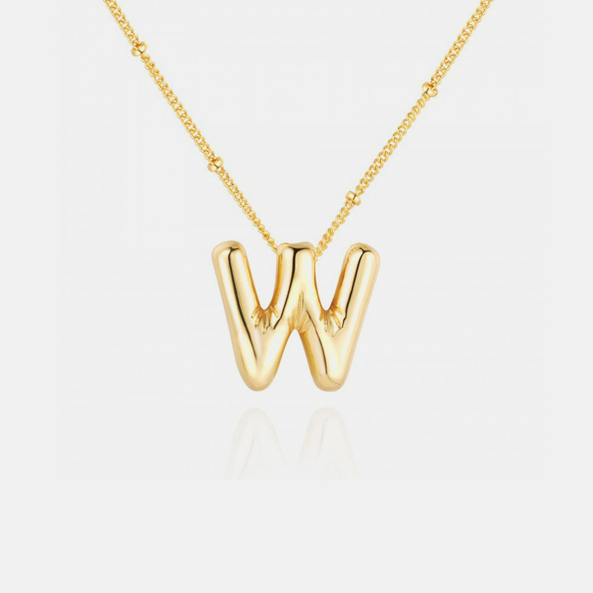 Gold-Plated Bubble Angle Letter Pendant Necklace