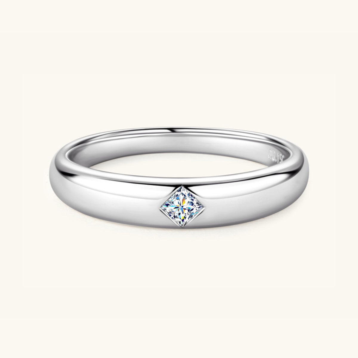 Gold and Silver 925 Sterling Silver Inlaid Moissanite Ring