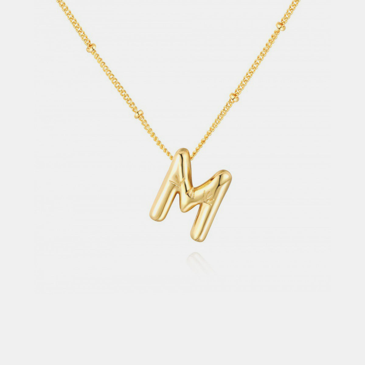 Gold-Plated Bubble Angle Letter Pendant Necklace