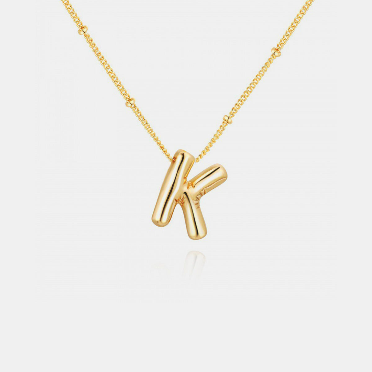 Gold-Plated Bubble Angle Letter Pendant Necklace