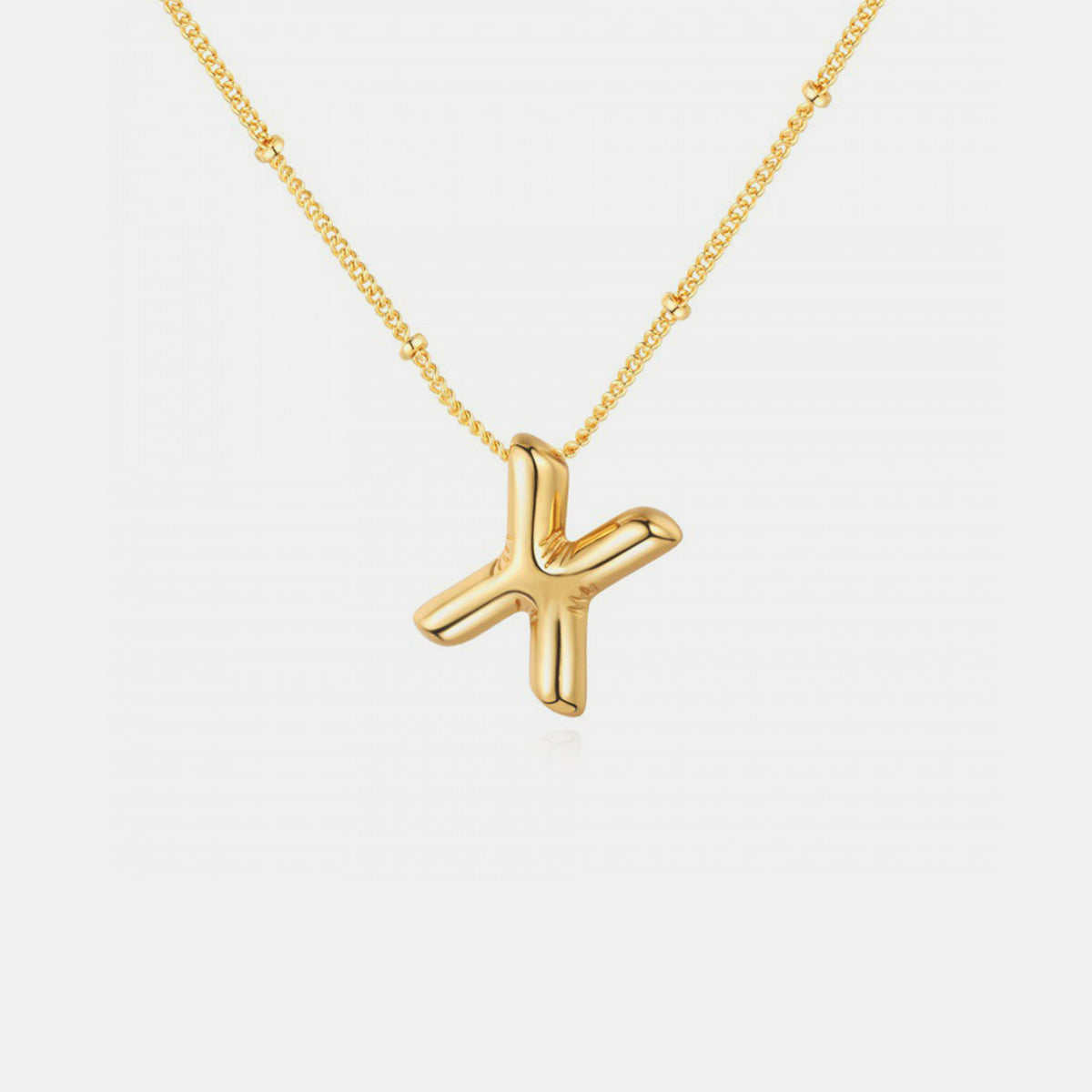 Gold-Plated Bubble Angle Letter Pendant Necklace