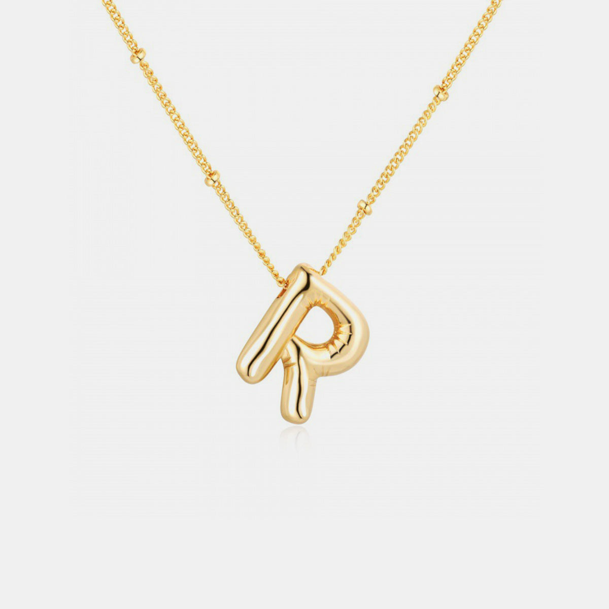 Gold-Plated Bubble Angle Letter Pendant Necklace