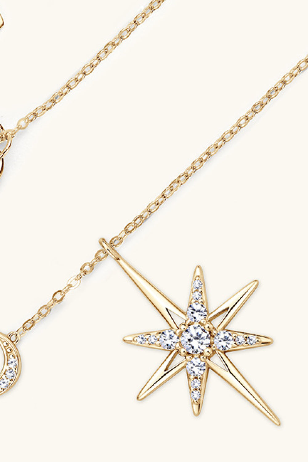 Star Moon Moissanite Necklace 925 Sterling Silver