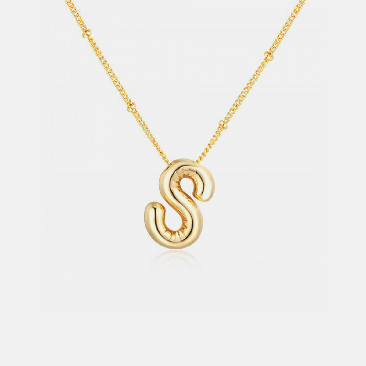 Gold-Plated Bubble Angle Letter Pendant Necklace