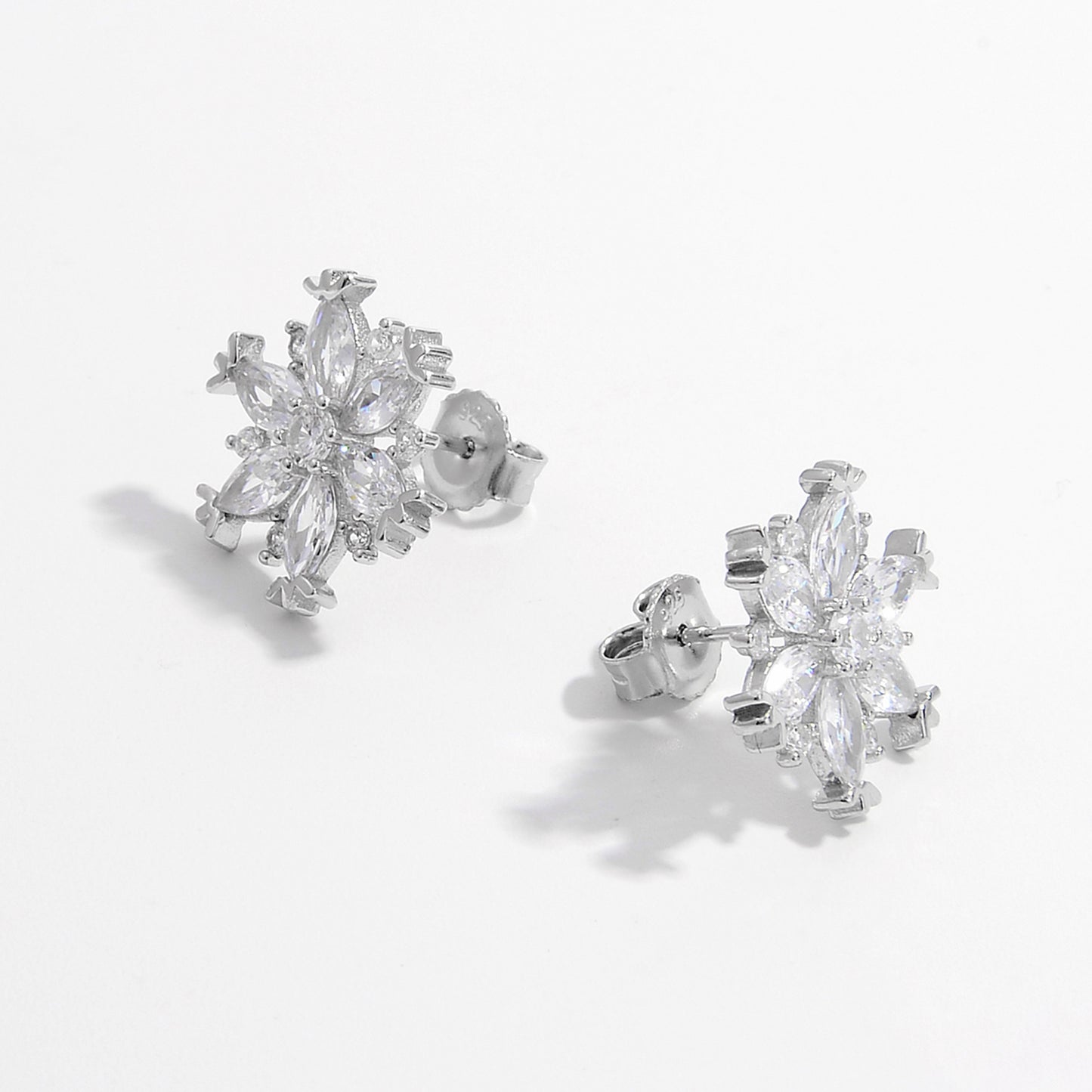 Snowflake Earrings 925 Sterling Silver Zircon