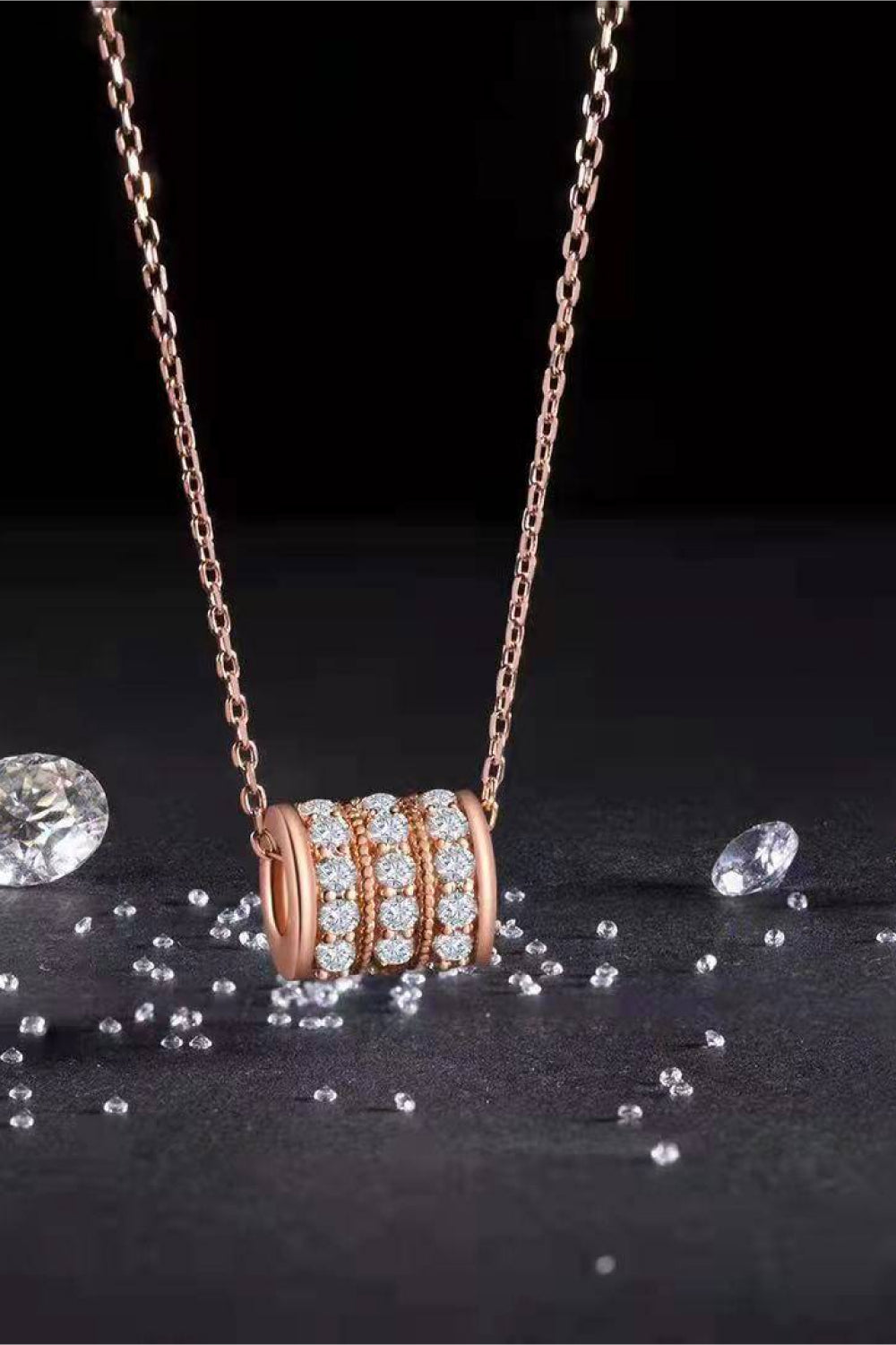 Rose Gold Moissanite 925 Sterling Silver Necklace