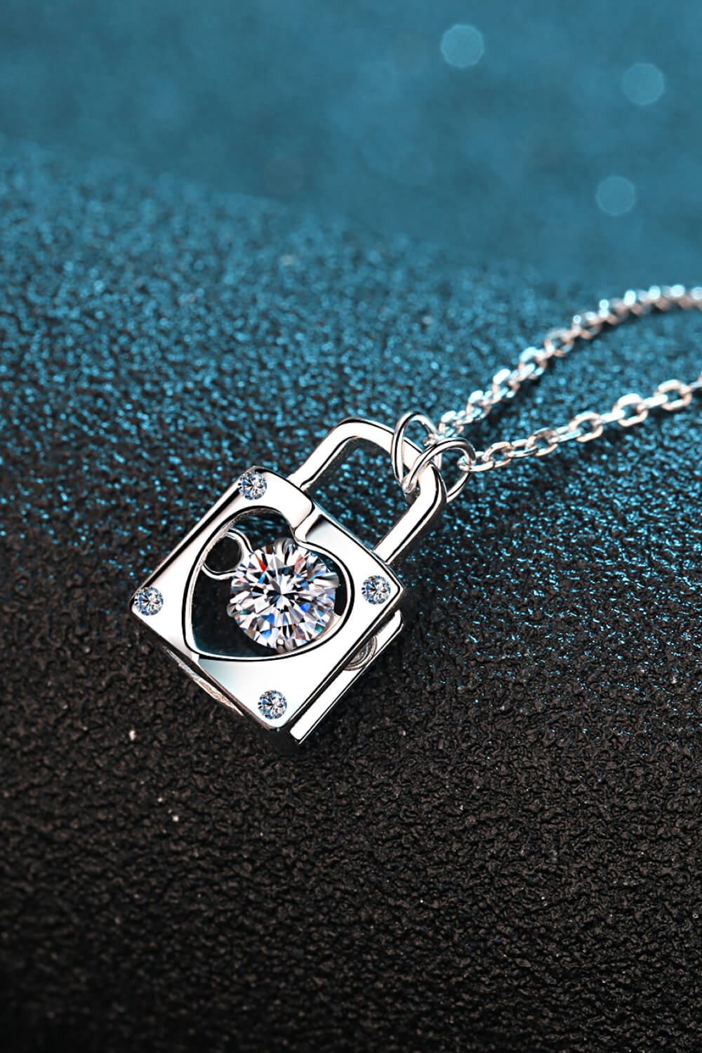 Heart Lock Pendant Necklace Adored Moissanite