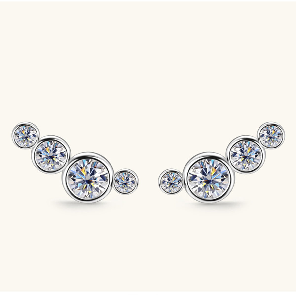 4 Stars Stud Earrings Moissanite 925 Sterling Silver